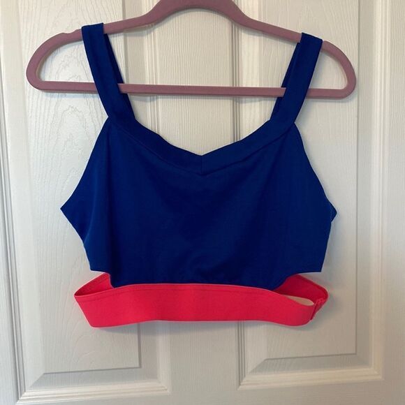 Charlotte Russe Tops - Charlotte Russe- Royal blue and hot pink cropped with side cut outs- Size XL